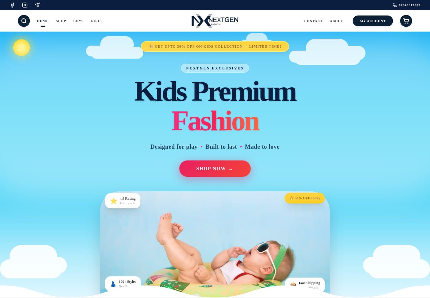 NextGen Kiddies interface